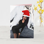 小妖精や小人いけなガールおもしろいクリスマスカード カード (黄色い花)