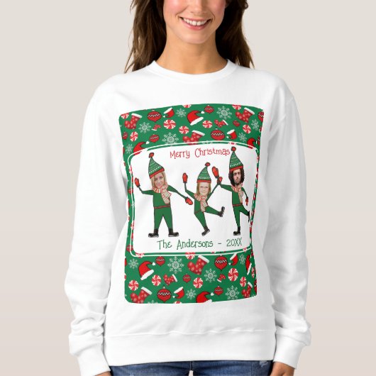 小妖精や小人おもしろいあなたの家族の醜いクリスマスセーター スウェットシャツ (正面)