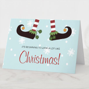 小妖精や小人おもしろいクリスマスカード シーズンカード