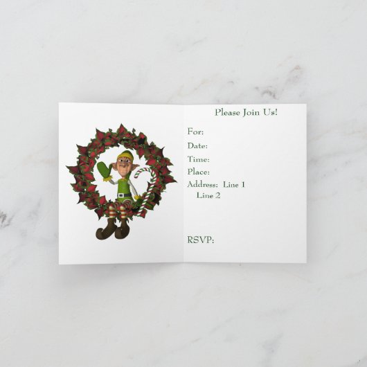 小妖精や小人おもしろいクリスマスホリデーパーティー招待状 招待状 (内部)