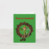 小妖精や小人おもしろいクリスマスホリデーパーティー招待状 招待状 (正面)