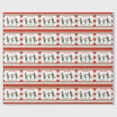 小妖精や小人おもしろいファミリー写真赤い緑メリークリスマス ラッピングペーパー (フラット)