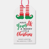 小妖精や小人おもしろいメリークリスマス ギフトタグ (正面)