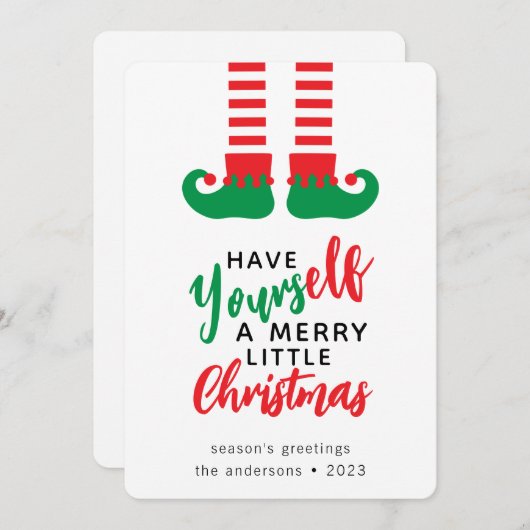 小妖精や小人おもしろいメリークリスマス シーズンカード (正面/裏面)