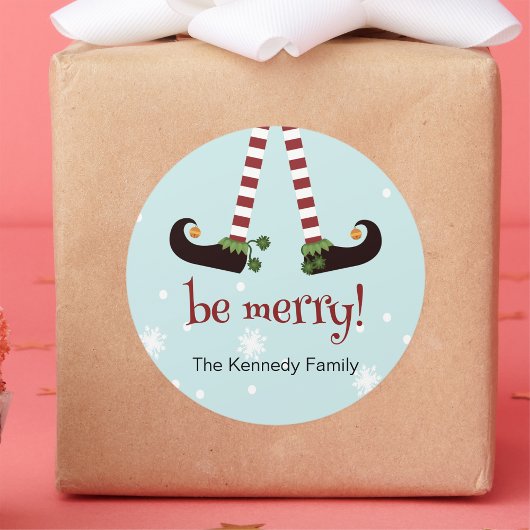 小妖精や小人おもしろいラウンドクリスマスステッカー ラウンドシール