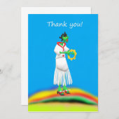 小妖精や小人およびタンブリン サンキューカード (正面/裏面)