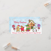 小妖精や小人お洒落とジンジャーブレッドハウスクリスマス カード (正面/裏面インサイチュ)