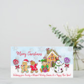 小妖精や小人お洒落とジンジャーブレッドハウスクリスマス カード (スタンド正面)