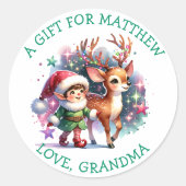 小妖精や小人お洒落とトナカイのクリスマス ラウンドシール (正面)