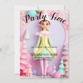 小妖精や小人お洒落クリスマスホリデーパーティー招待状 招待状