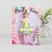 小妖精や小人お洒落クリスマスホリデーパーティー招待状 招待状 (スタンド正面)