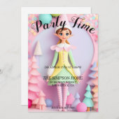 小妖精や小人お洒落クリスマスホリデーパーティー招待状 招待状 (正面/裏面)