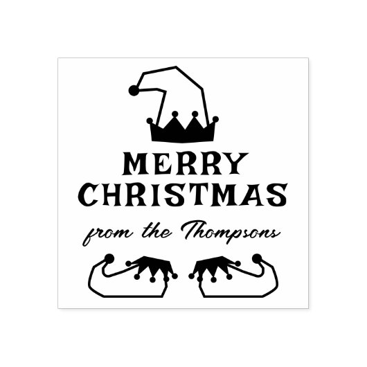 小妖精や小人お洒落ハット&シューズメリークリスマスfrom ラバースタンプ (インプリント)