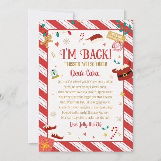 小妖精や小人からの手紙クリスマス到着手紙カード 招待状 (正面)