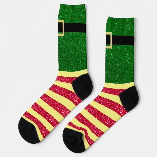 小妖精や小人かわいいストライプのクリスマス ソックス (左)
