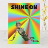 小妖精や小人かわいい女の子シャインオン誕生日グリーティングカード カード (黄色い花)