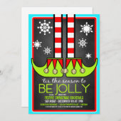 小妖精や小人すてきクリスマスカクテルパーティの招待状 招待状 (正面/裏面)