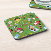 小妖精や小人とクリスマスアイコンのパターンの相棒 コースター (左側)