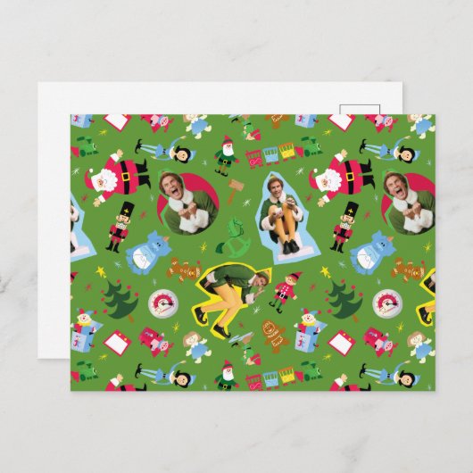 小妖精や小人とクリスマスアイコンのパターンの相棒 ポストカード (正面/裏面)