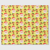 小妖精や小人とサンタクロースのクリスマスホリデーカワイイフェスティバル ラッピングペーパー (フラット)