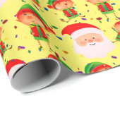 小妖精や小人とサンタクロースのクリスマスホリデーカワイイフェスティバル ラッピングペーパー (ロールコーナー)