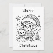 小妖精や小人とテディベアクリスマスカラーミー カード (正面)