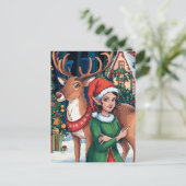 小妖精や小人とトナカイ ポストカード (スタンド正面)