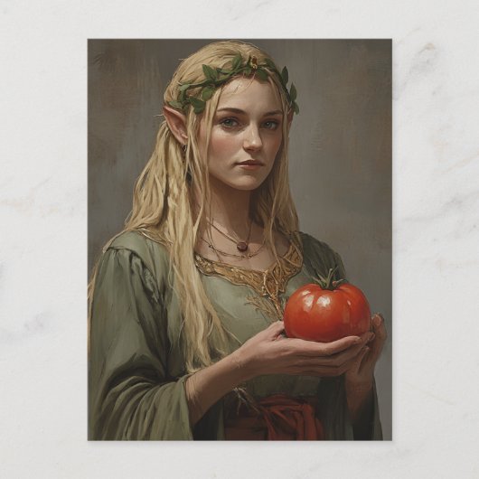 小妖精や小人とトマト ポストカード (正面)