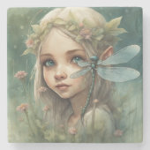 小妖精や小人とトンボ3 ストーンコースター (正面)