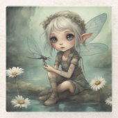 小妖精や小人とトンボ5 ガラスコースター (正面)