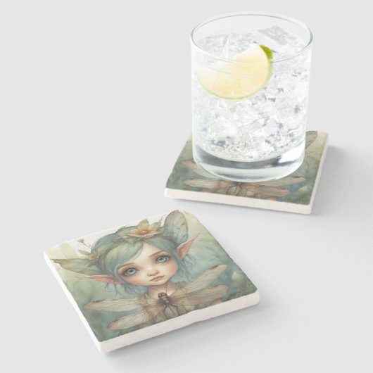 小妖精や小人とトンボ6 ストーンコースター (横)