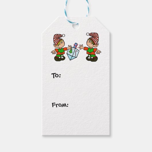 小妖精や小人とドレイデルクリスムカギフトラベル ギフトタグ (正面)