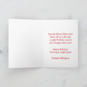 小妖精や小人とメールボックスのHappy Holidays from Mail Carrier シーズンカード (内部)