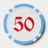 小妖精や小人とレッドボックスのライトブルー50ストライプのトランプのポーカーチップ ポーカーチップ (裏面)