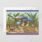 小妖精や小人と妖精のキノコの土地のはがき ポストカード (正面/裏面)