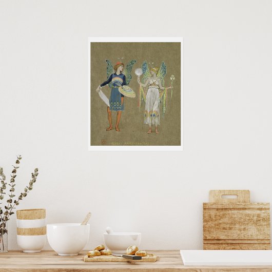 小妖精や小人と妖精の画家、'雪だるま' 1899から ポスター (キッチン)