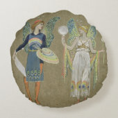 小妖精や小人と妖精の画家、'雪だるま' 1899から ラウンドクッション (裏面)