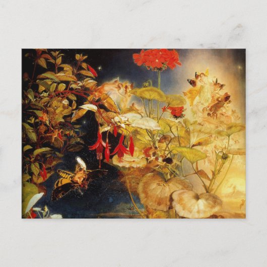 小妖精や小人と妖精、真夏の夜の夢 ポストカード (正面)