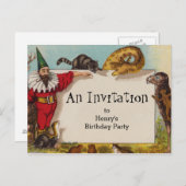 小妖精や小人と彼の動物のはがき インビテーションポストカード (正面/裏面)