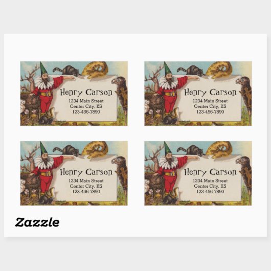 小妖精や小人と彼の動物のアドレスのステッカーをisidore 長方形シール (シート)