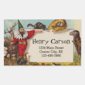 小妖精や小人と彼の動物のアドレスのステッカーをisidore 長方形シール (正面)