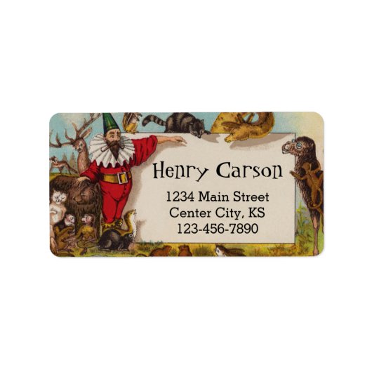 小妖精や小人と彼の動物の住所 シール (正面)