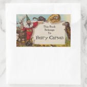 小妖精や小人と彼の動物の本のシールをisidore 長方形シール (バッグ)