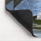 小妖精や小人と白猫が葉に乗るマウスパッド マウスパッド (コーナー)