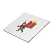 小妖精や小人と赤い箱の白い小さなセラミックタイル タイル (側面)