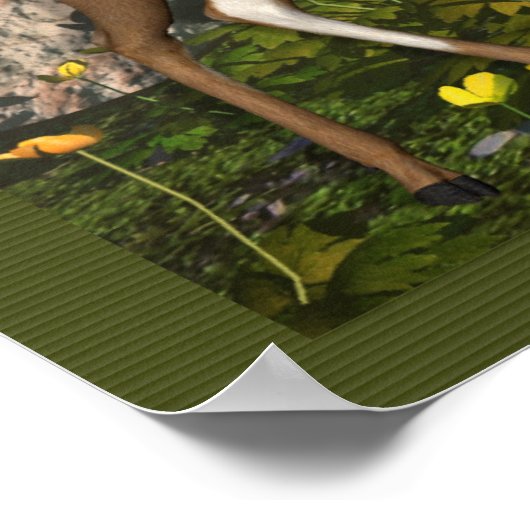 小妖精や小人と鹿の森のポスタープリント ポスター (角)