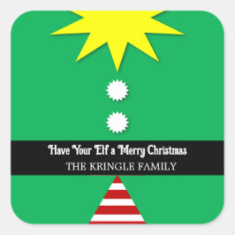 小妖精や小人にクリスマスの祝儀か封筒を持って スクエアシール