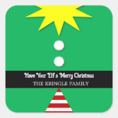 小妖精や小人にクリスマスの祝儀か封筒を持って スクエアシール (正面)