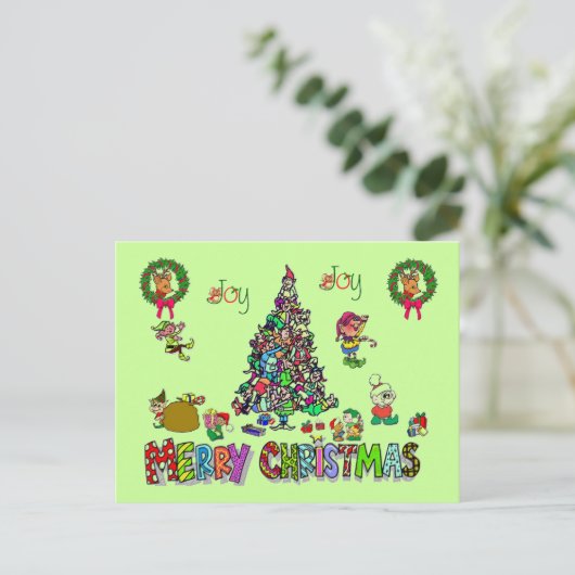 小妖精や小人のクリスマスの郵便はがき シーズンポストカード (スタンド正面)