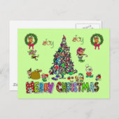 小妖精や小人のクリスマスの郵便はがき シーズンポストカード (正面/裏面)
